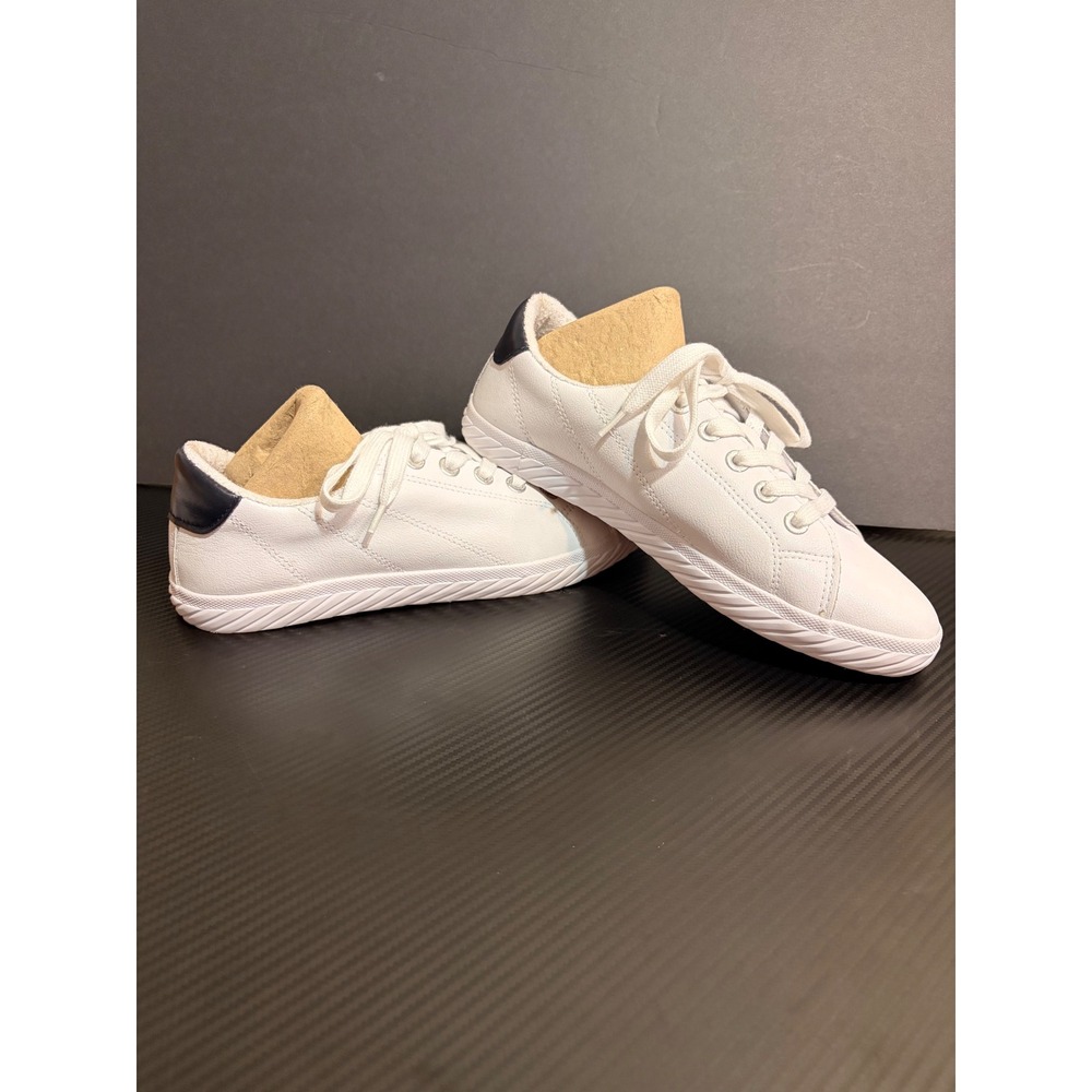 Tommy Bahama Womens White Leather Lace Up Sneakers Navy Heel S976 Size 9